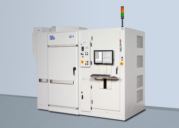 Micro Control Company LC-1 industrial test system with an integrated computer monitor and keyboard.